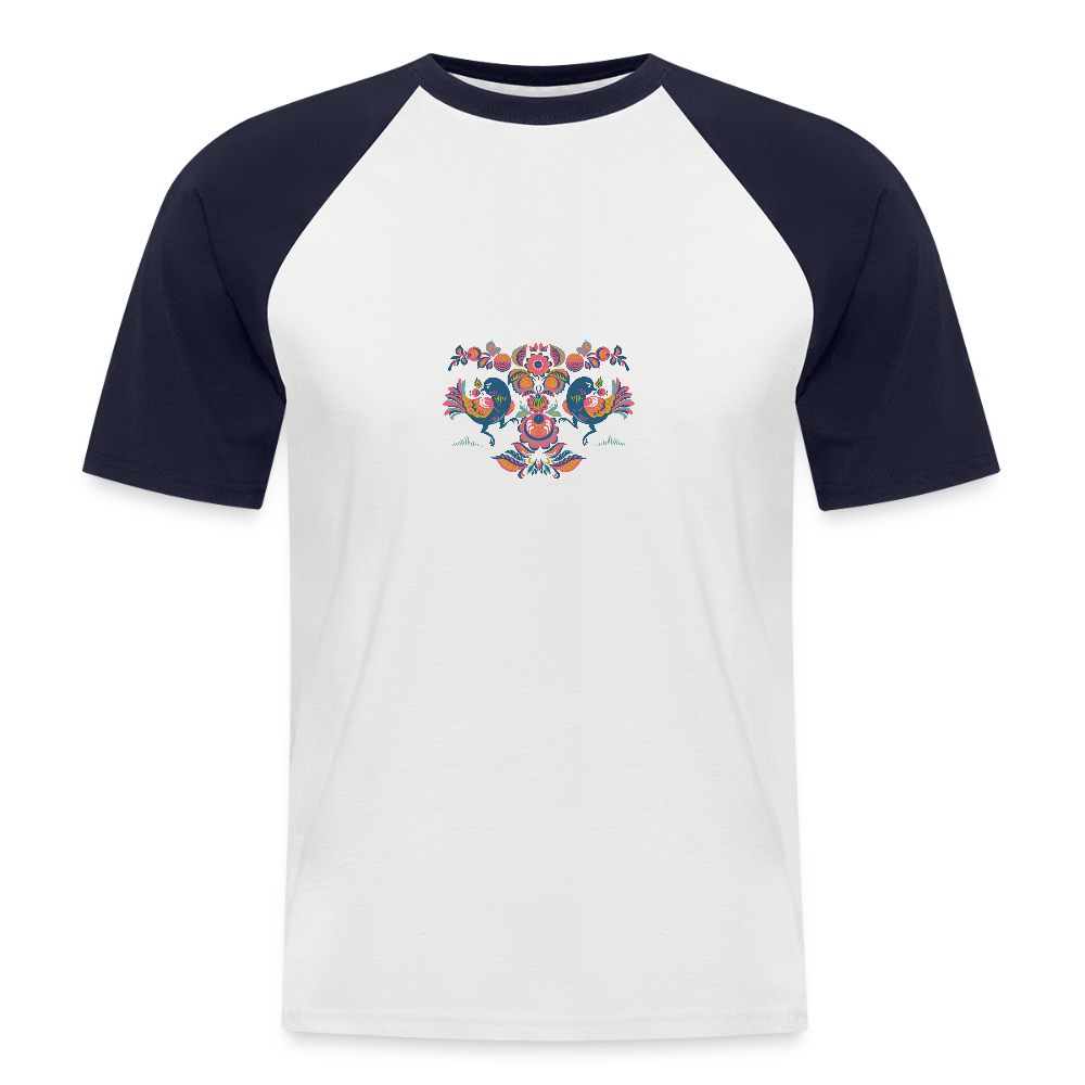 Mannen baseballshirt korte mouw - wit/navy