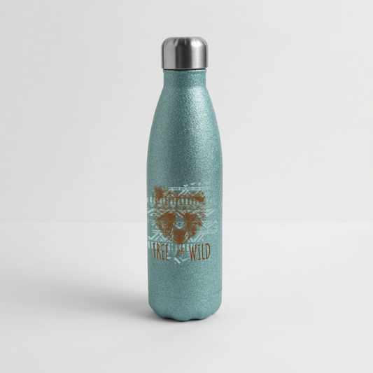 Roestvrijstalen glitter-thermosfles - blue glitter