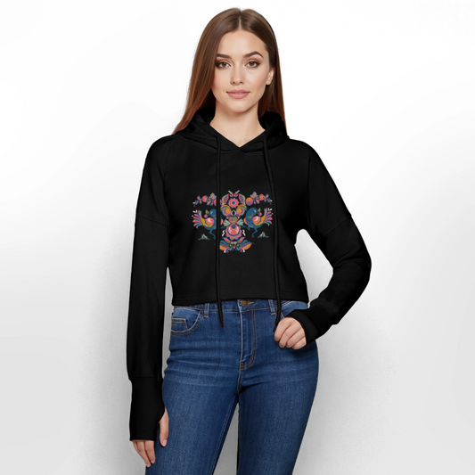 Cropped vrouwen hoodie - zwart