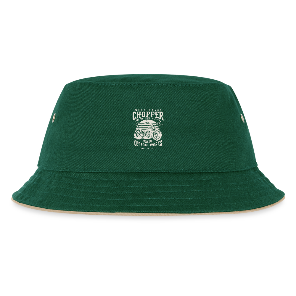 Kinder bucket hat - donkergroen/beige