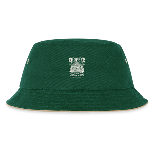 Kinder bucket hat - donkergroen/beige