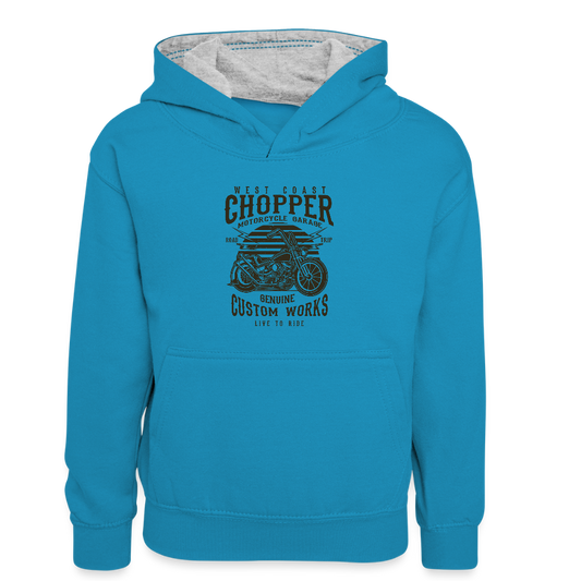 Teenager contrast-hoodie/kinderen contrast-hoodie - pauwblauw/grijs gemêleerd