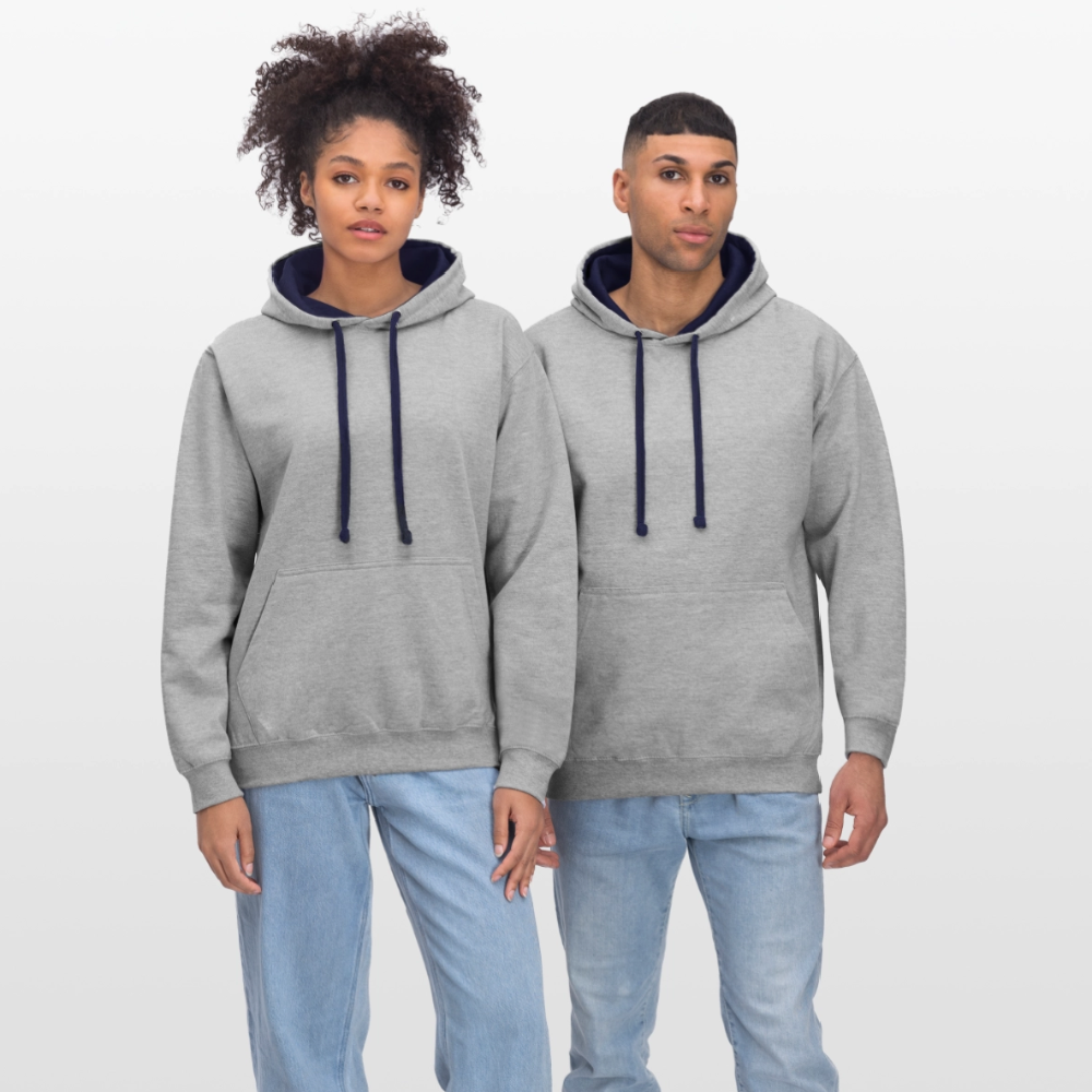 Contrast hoodie - grijs gemêleerd/navy