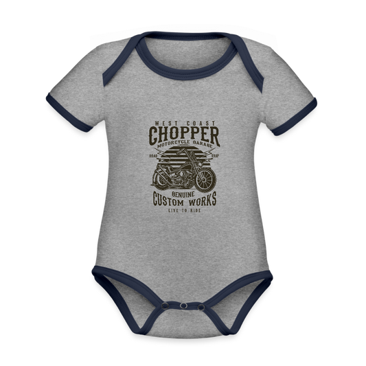 Baby contrasterend bio-rompertje met korte mouwen - grijs gemêleerd/navy