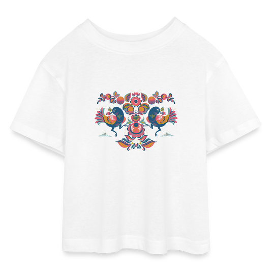 Tieners cropped jersey T-shirt - wit