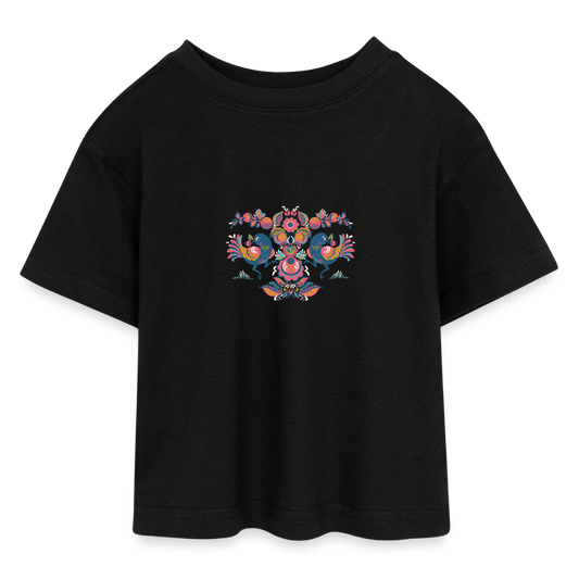 Tieners cropped jersey T-shirt - zwart