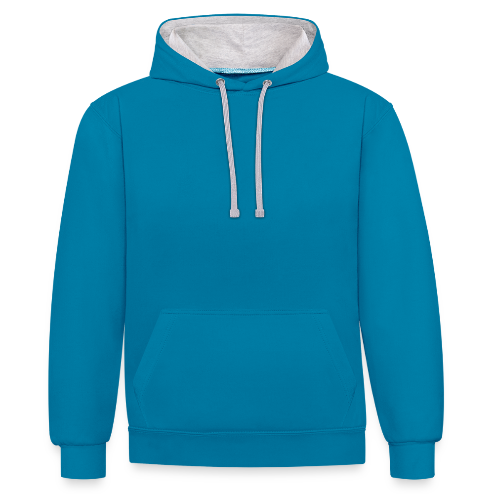 Contrast hoodie - pauwblauw/grijs gemêleerd