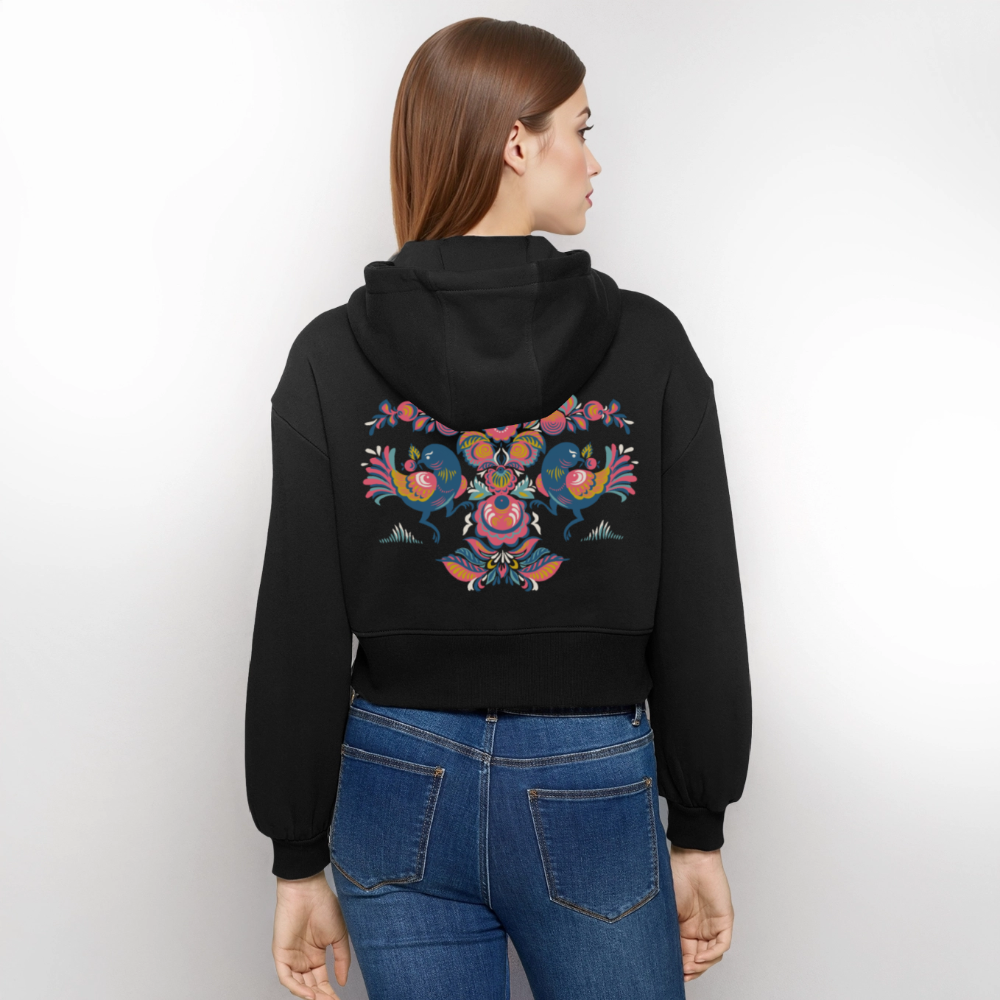 Vrouwen oversized cropped ziphoodie - zwart