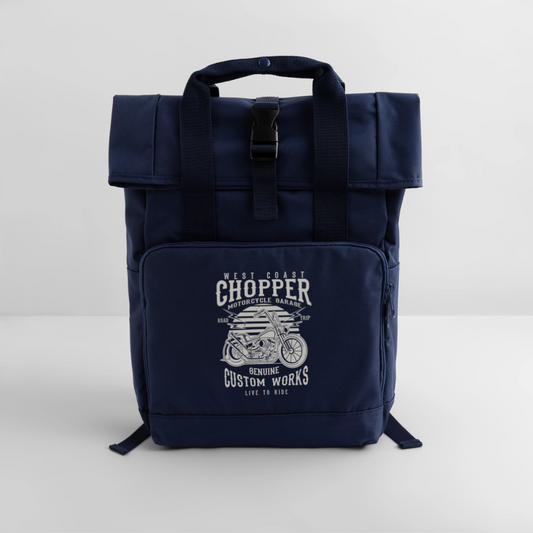 Rolltop rugzak met twee hengsels - navy