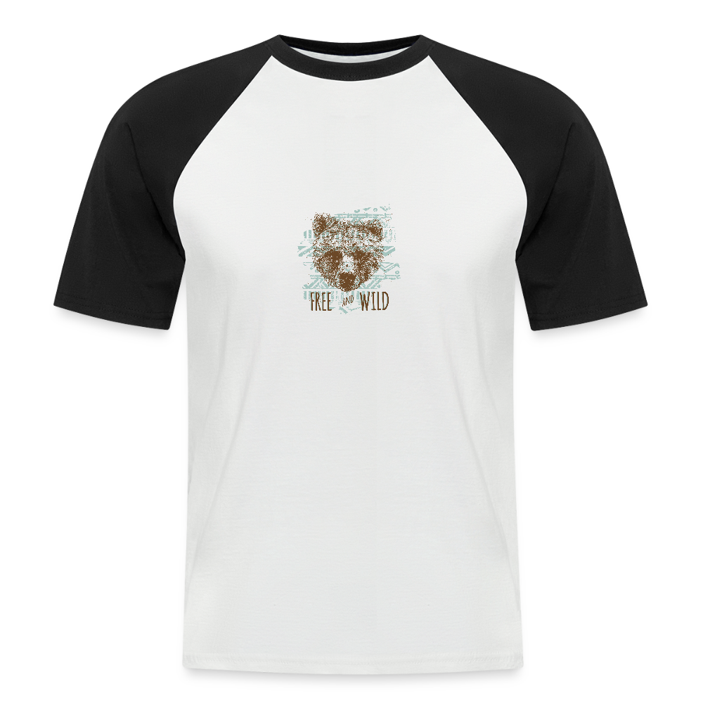 Mannen baseballshirt korte mouw - wit/zwart