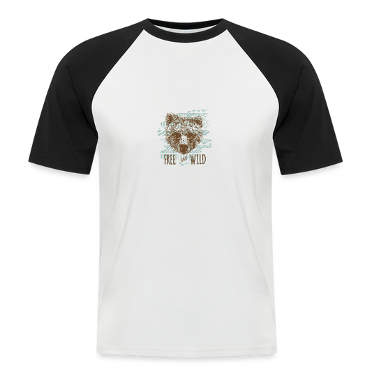 Mannen baseballshirt korte mouw - wit/zwart