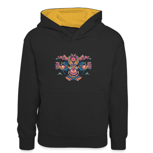 Teenager contrast-hoodie/kinderen contrast-hoodie - zwart/goud