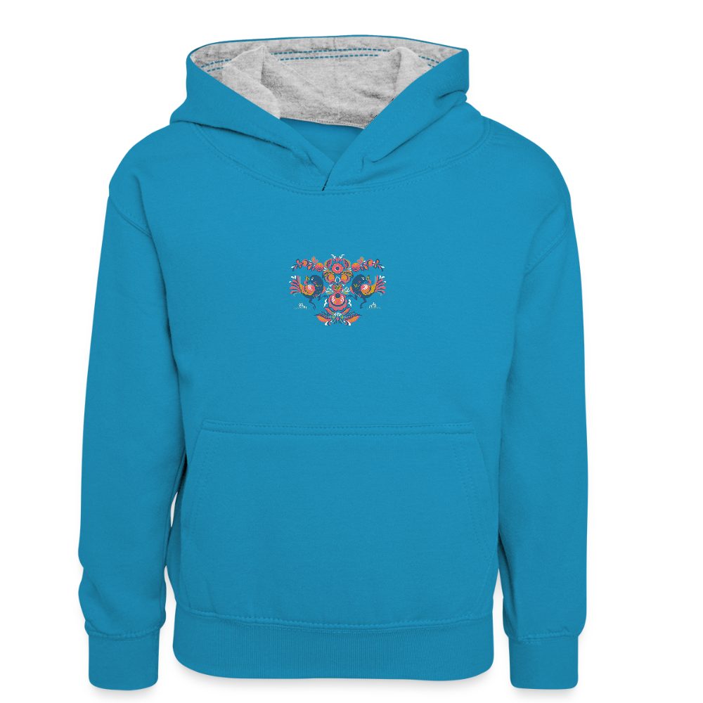 Teenager contrast-hoodie/kinderen contrast-hoodie - pauwblauw/grijs gemêleerd