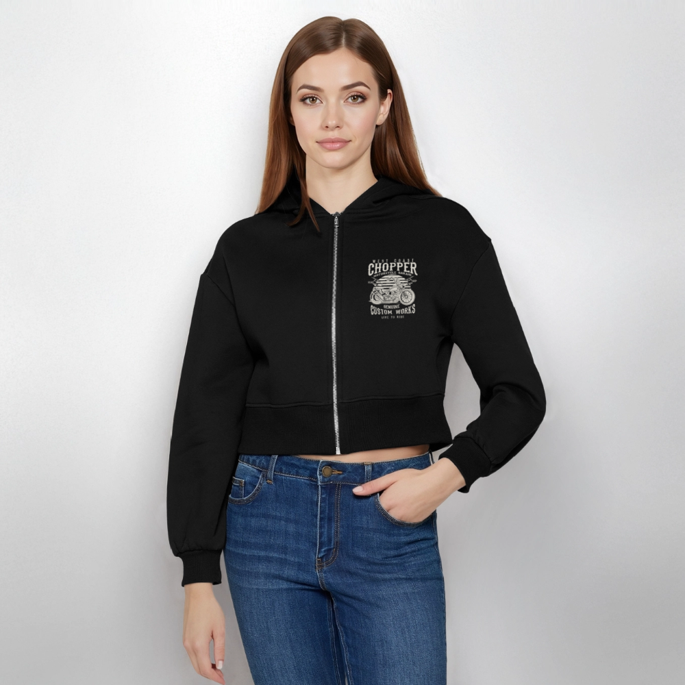 Vrouwen oversized cropped ziphoodie - zwart