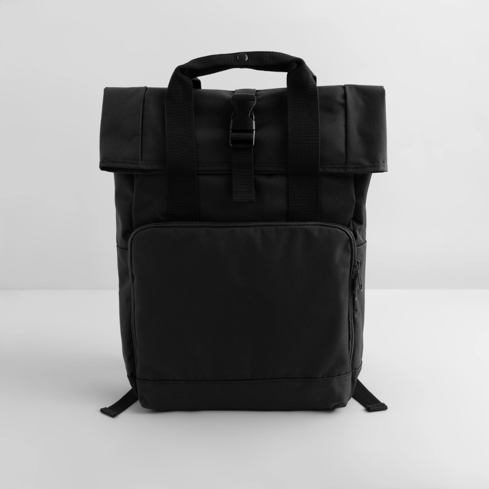 Rolltop rugzak met twee hengsels - zwart