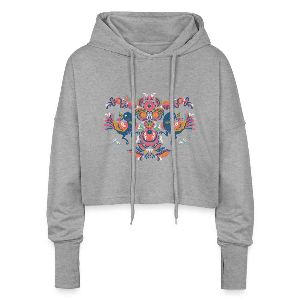 Cropped vrouwen hoodie - grijs gemêleerd
