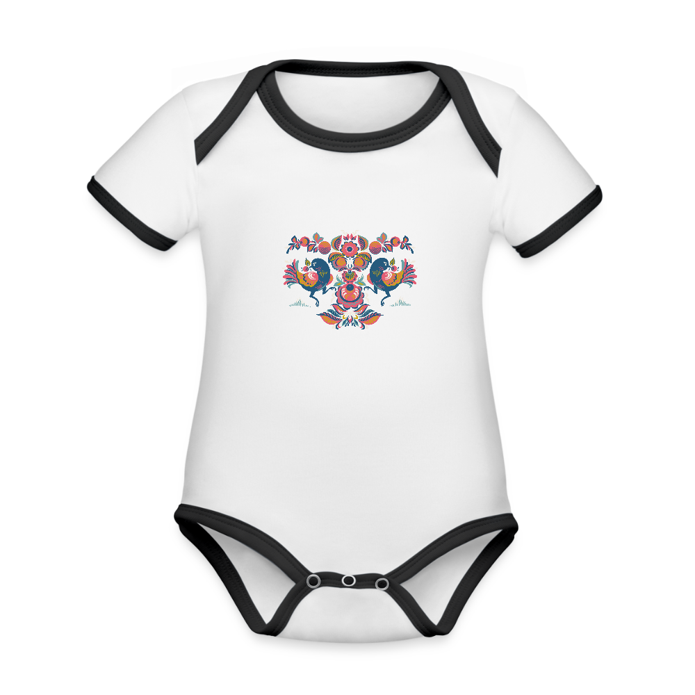 Baby contrasterend bio-rompertje met korte mouwen - wit/zwart