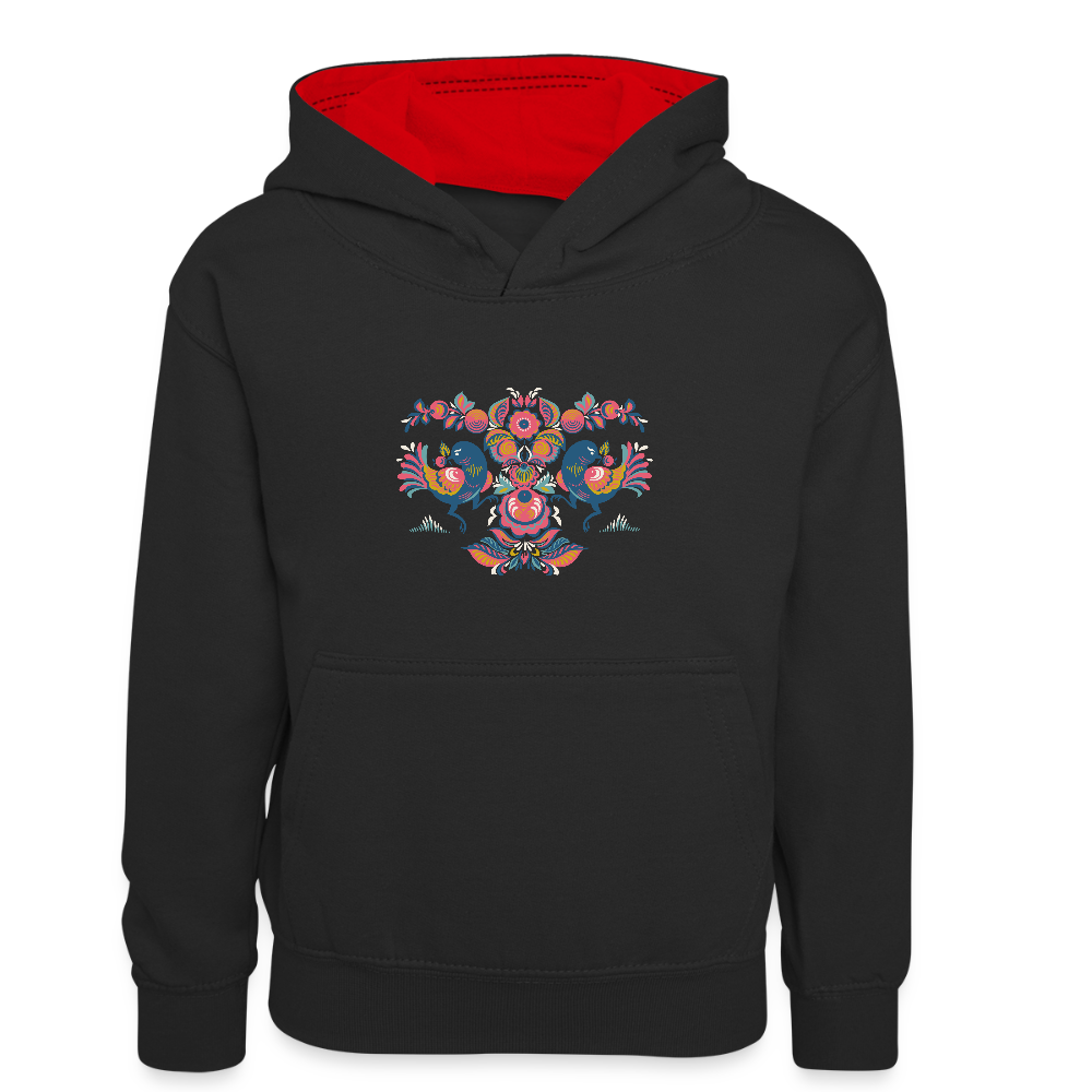 Teenager contrast-hoodie/kinderen contrast-hoodie - zwart/rood