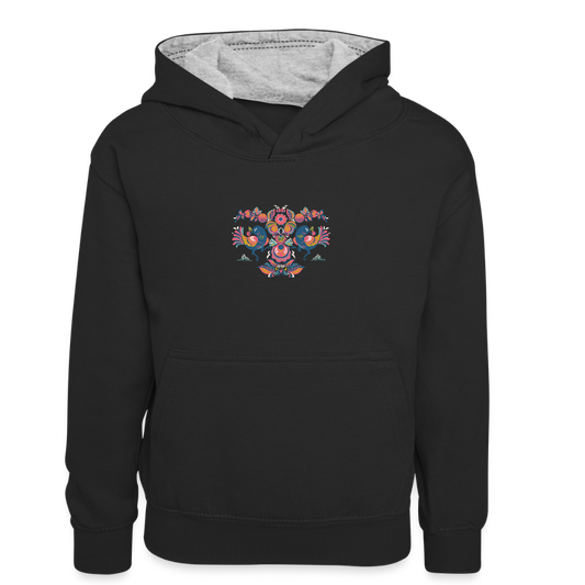 Teenager contrast-hoodie/kinderen contrast-hoodie - zwart/grijs gemêleerd