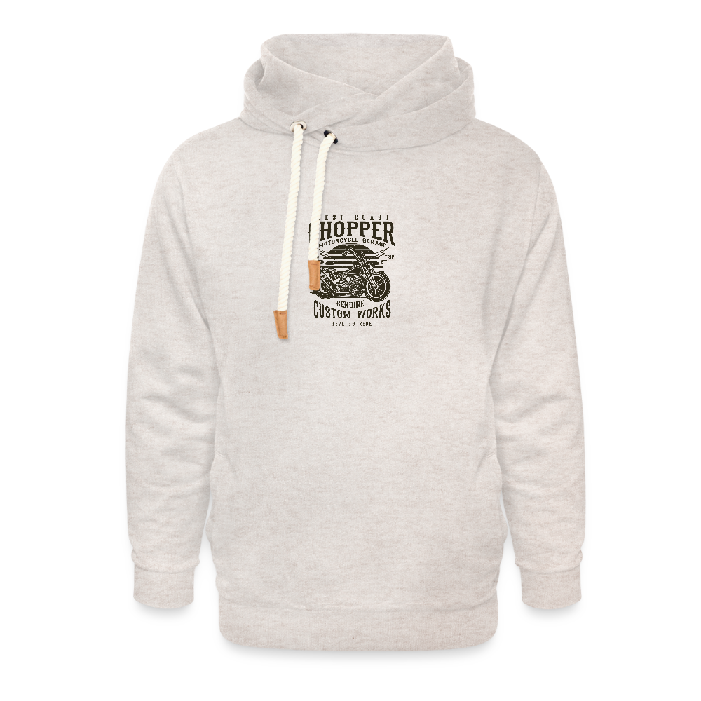 Unisex sjaalkraag hoodie - beige gemêleerd