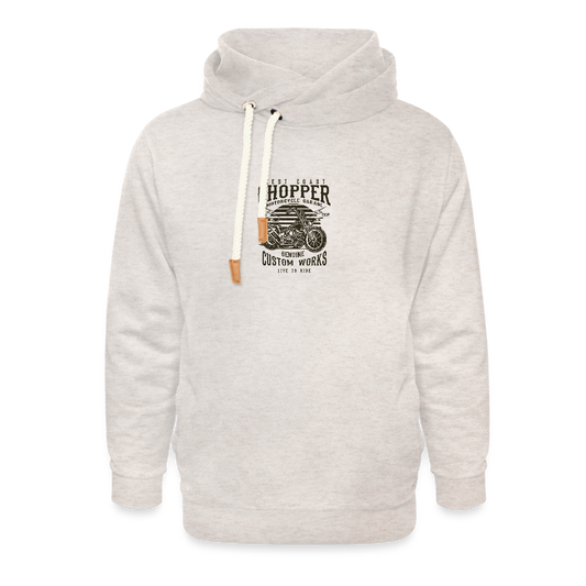 Unisex sjaalkraag hoodie - beige gemêleerd