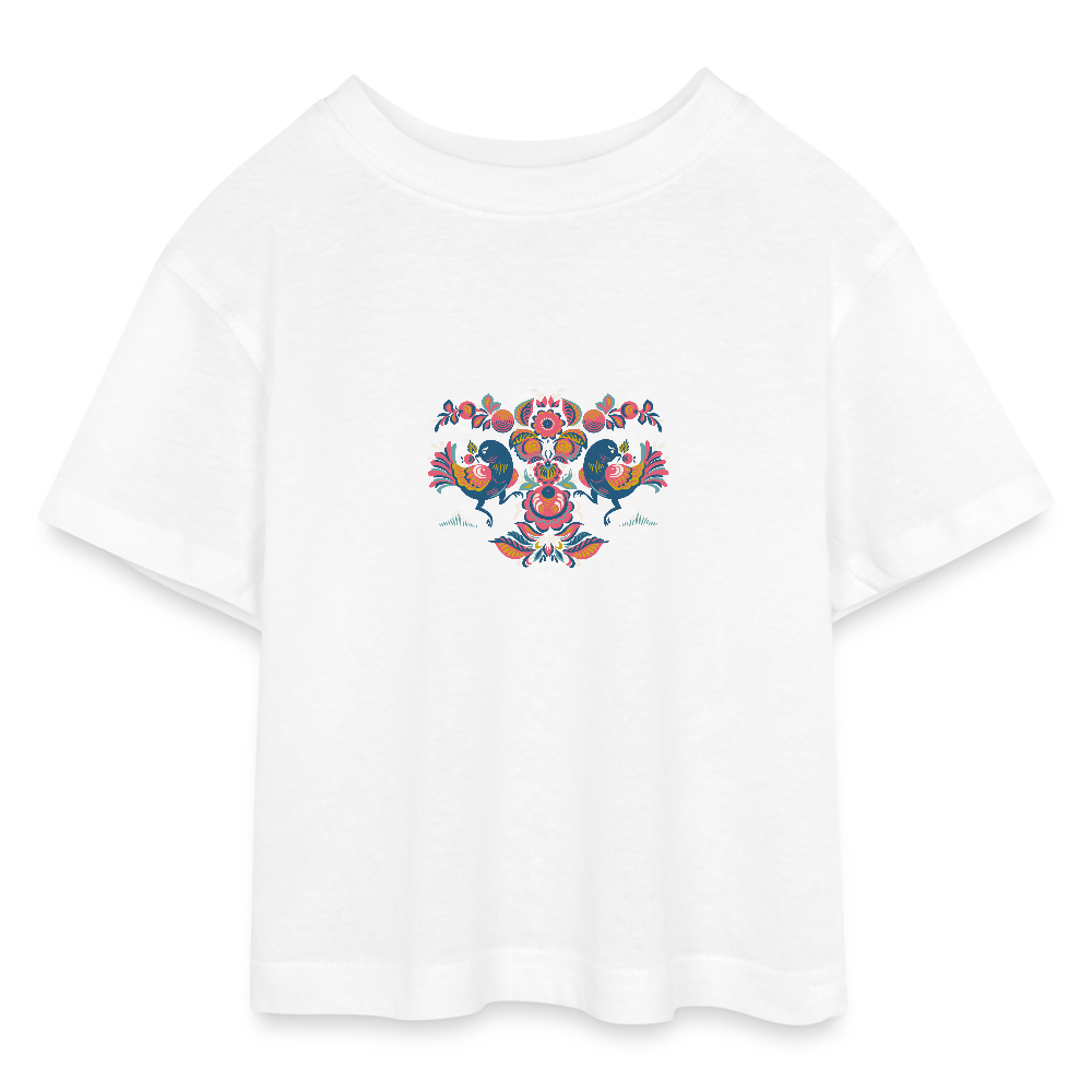 Tieners cropped jersey T-shirt - wit