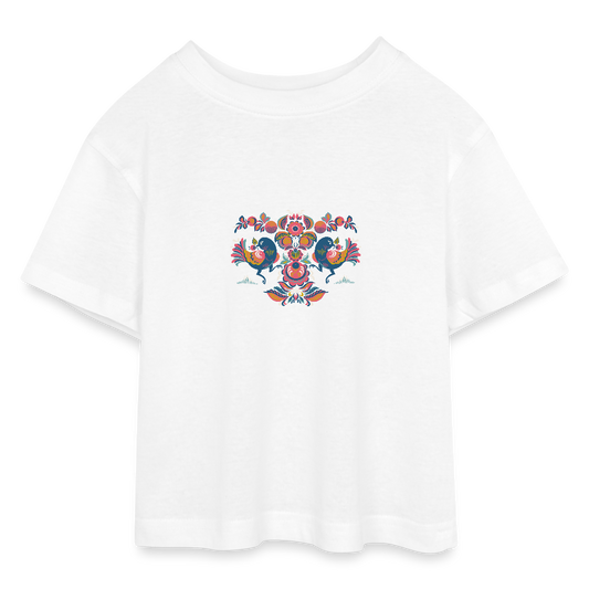 Tieners cropped jersey T-shirt - wit
