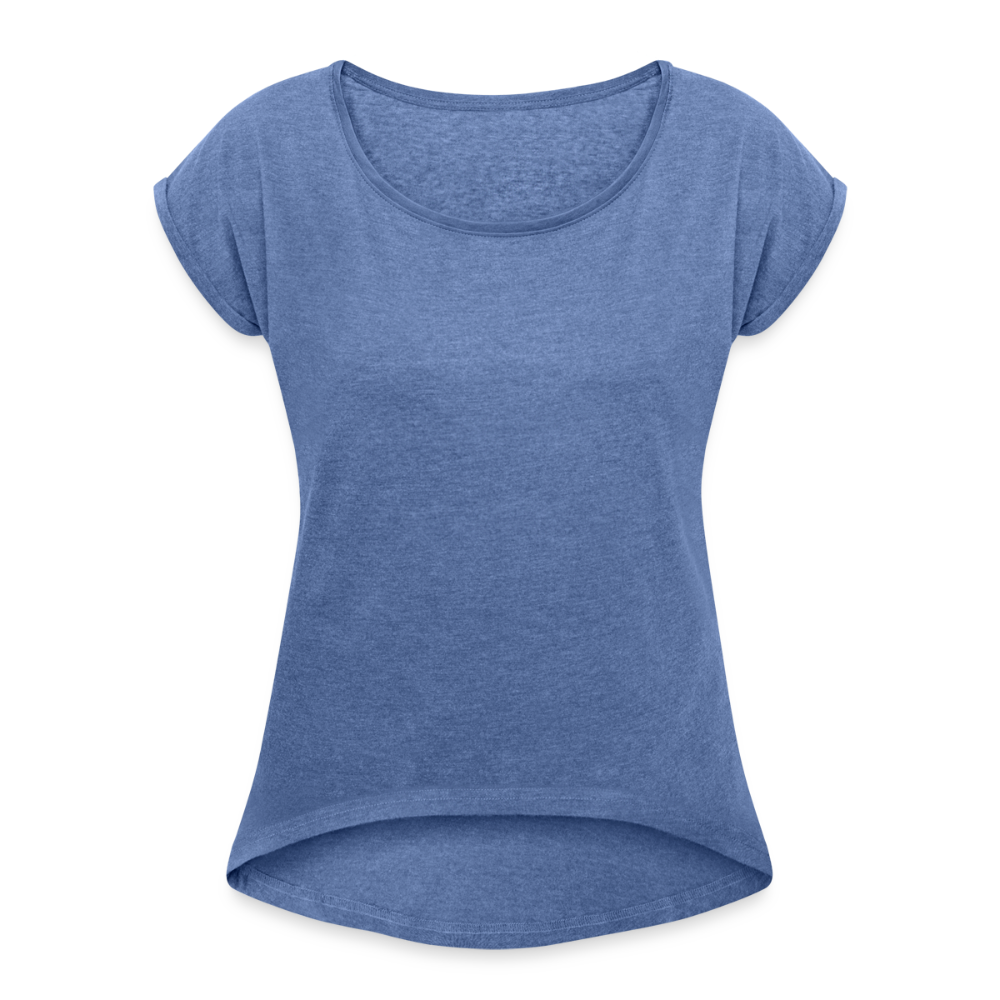 Vrouwen T-shirt met opgerolde mouwen - denim gemêleerd
