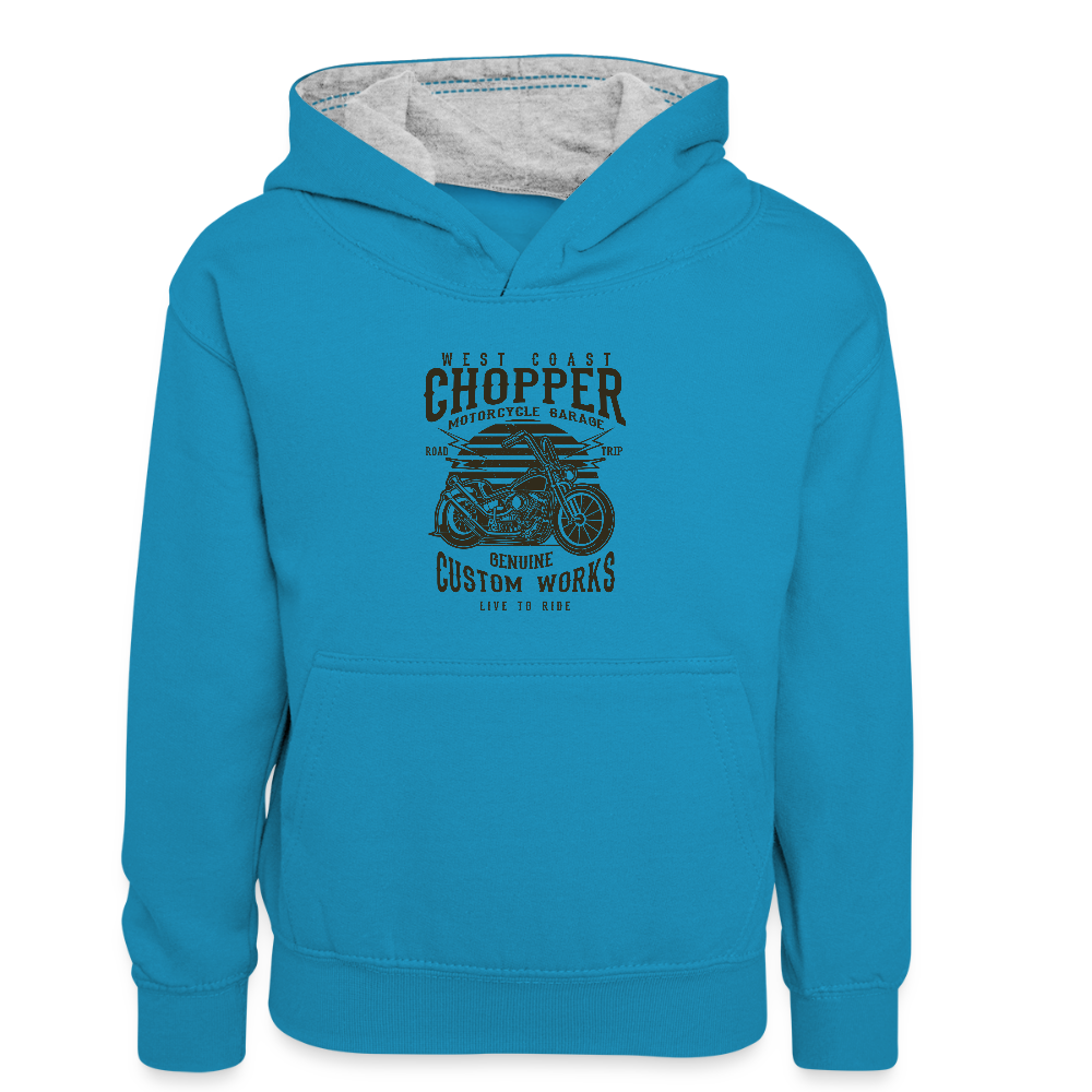 Teenager contrast-hoodie/kinderen contrast-hoodie - pauwblauw/grijs gemêleerd