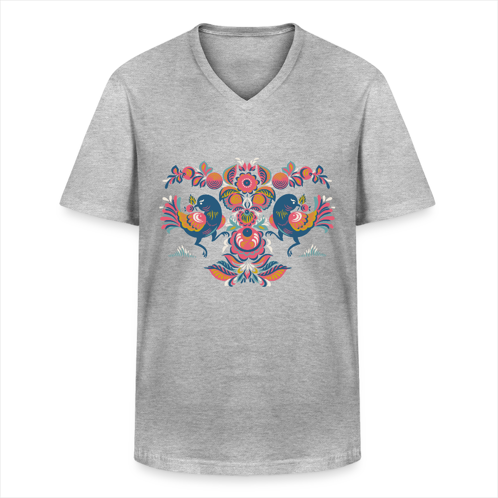 Klassiek mannen T-shirt met V-hals - grijs gemêleerd