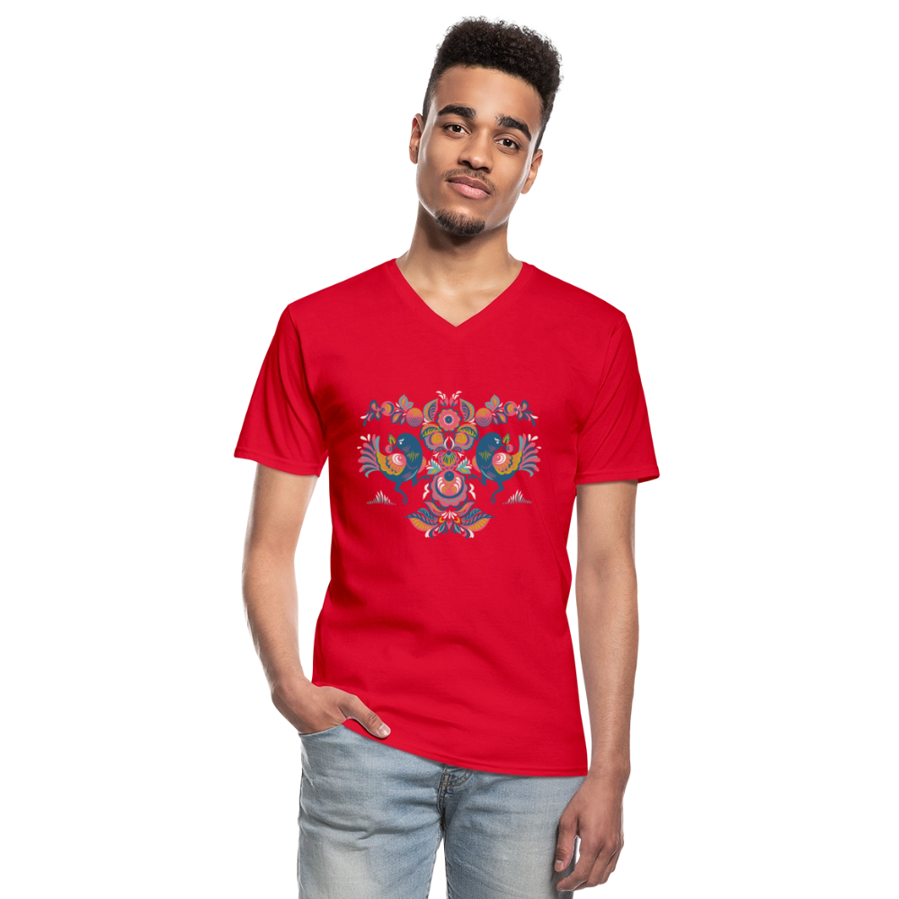 Klassiek mannen T-shirt met V-hals - rood