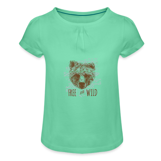 Meisjes-T-shirt met plooien - mintgroen