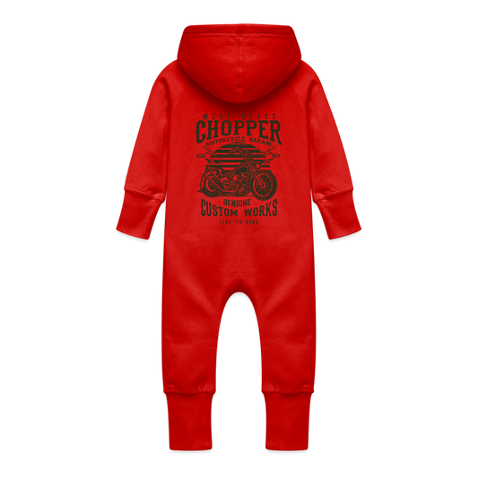 Baby bio sweat kruippakje met capuchon - rood