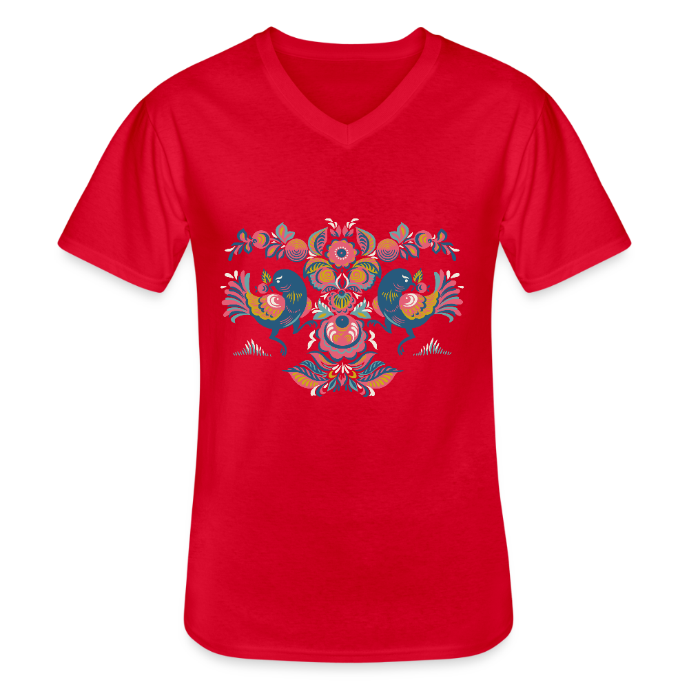 Klassiek mannen T-shirt met V-hals - rood