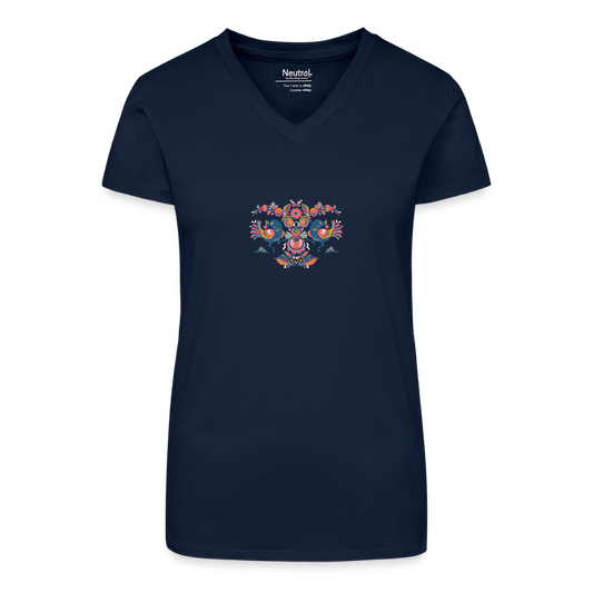 Bio vrouwen T-shirt met V-hals - donkerblauw