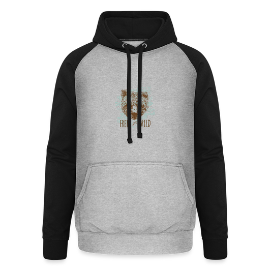 Unisex baseball hoodie - grijs gemêleerd/zwart