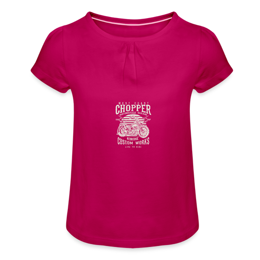 Meisjes-T-shirt met plooien - fuchsia