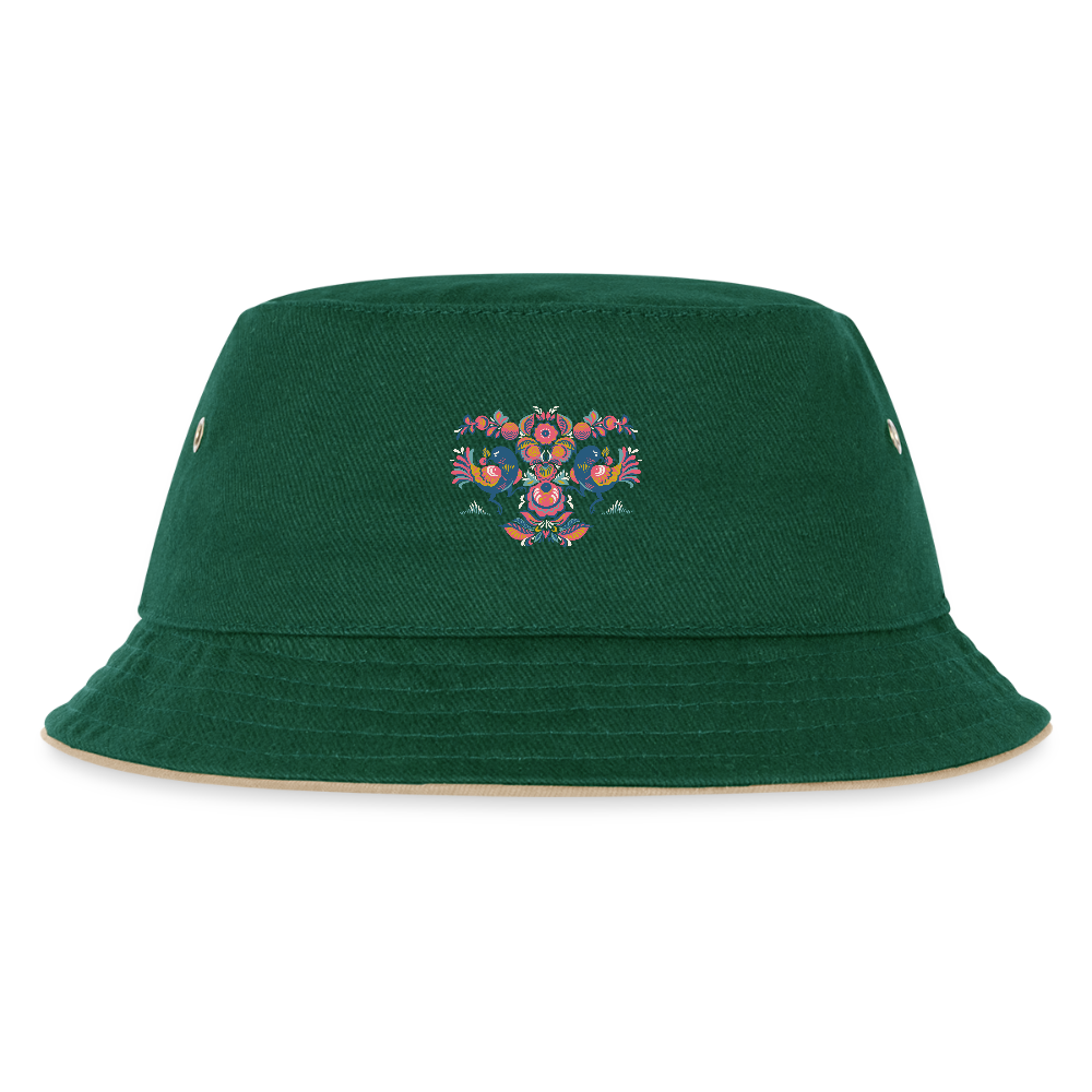 Kinder bucket hat - donkergroen/beige
