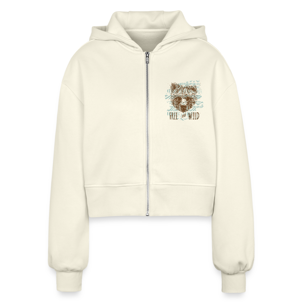 Vrouwen oversized cropped ziphoodie - nature