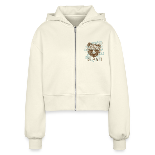 Vrouwen oversized cropped ziphoodie - nature