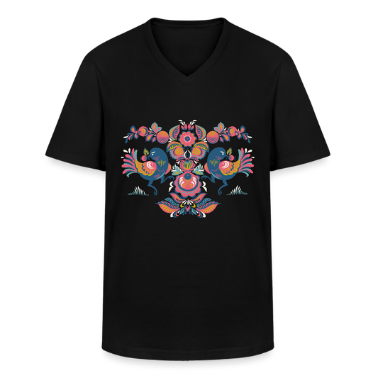 Klassiek mannen T-shirt met V-hals - zwart