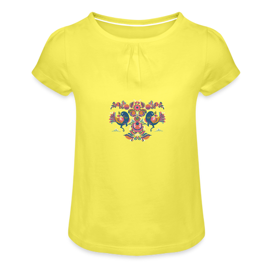 Meisjes-T-shirt met plooien - geel