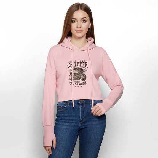 Cropped vrouwen hoodie - light roze