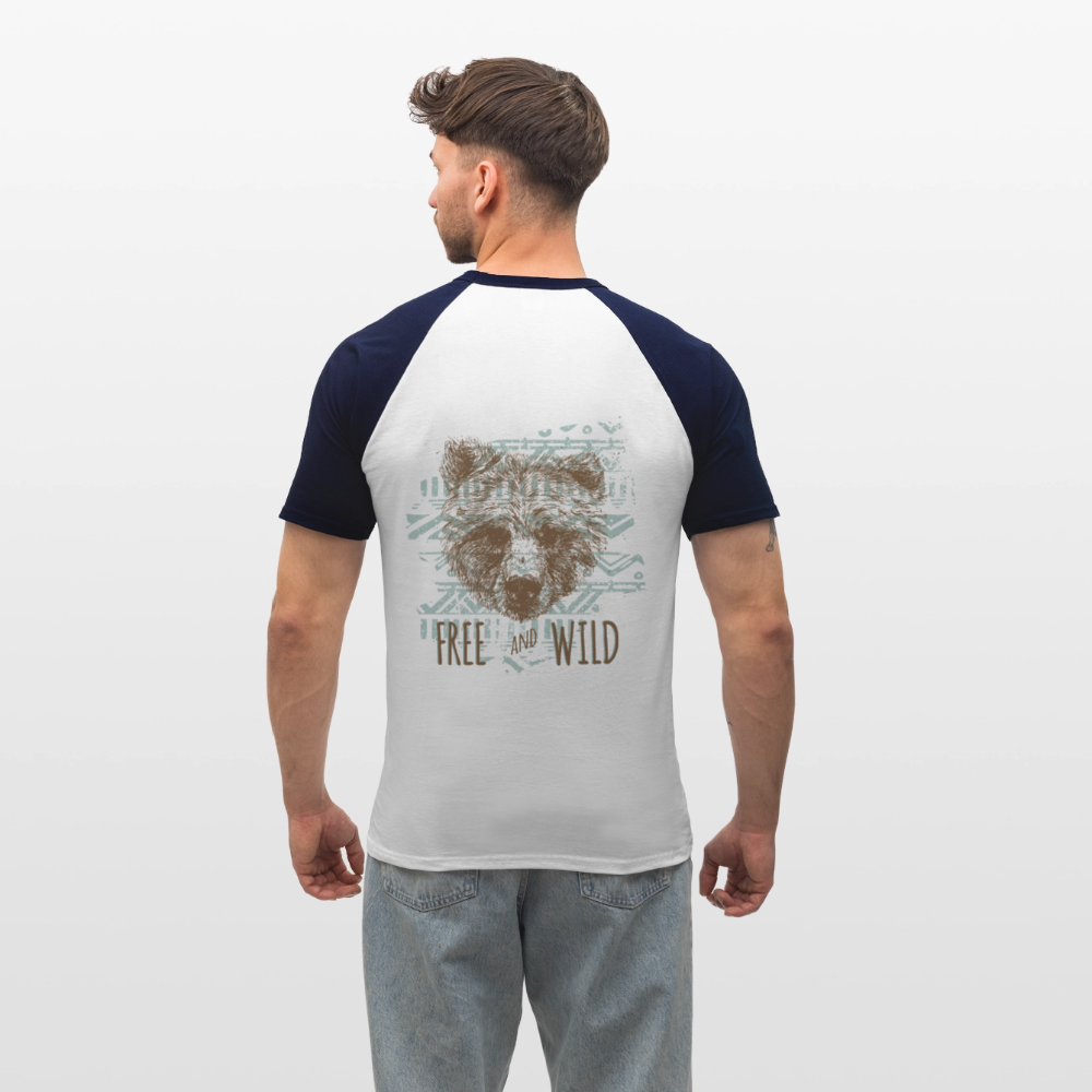 Mannen baseballshirt korte mouw - wit/navy