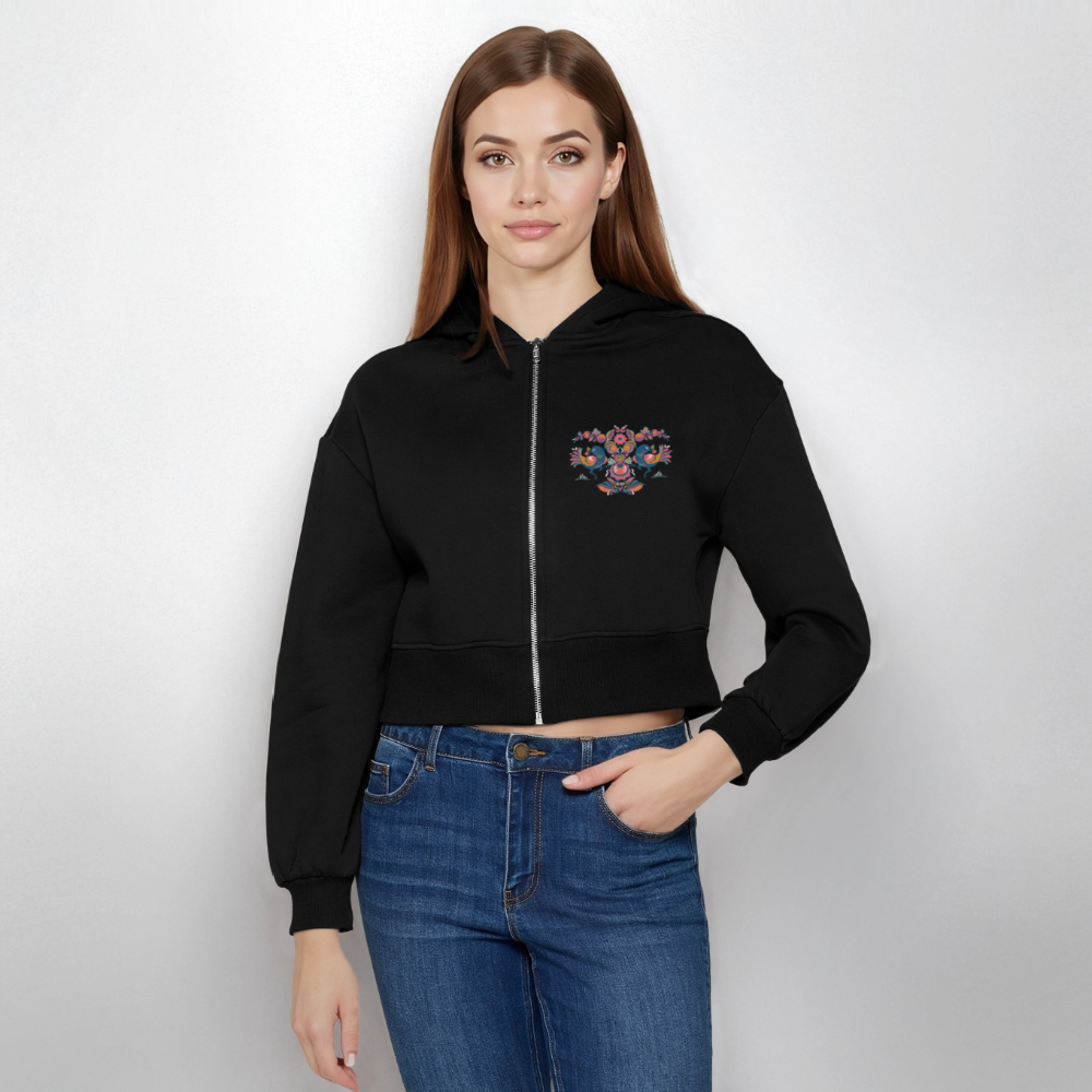 Vrouwen oversized cropped ziphoodie - zwart