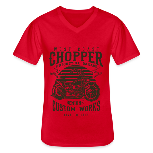 Klassiek mannen T-shirt met V-hals - rood