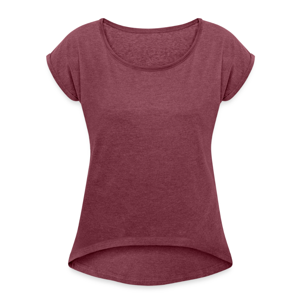 Vrouwen T-shirt met opgerolde mouwen - bordeaux gemêleerd