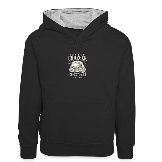 Teenager contrast-hoodie - zwart/grijs gemêleerd