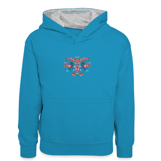 Teenager contrast-hoodie/kinderen contrast-hoodie - pauwblauw/grijs gemêleerd