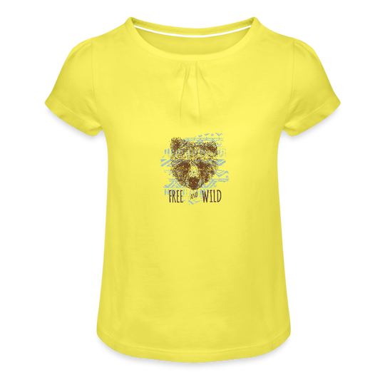 Meisjes-T-shirt met plooien - geel